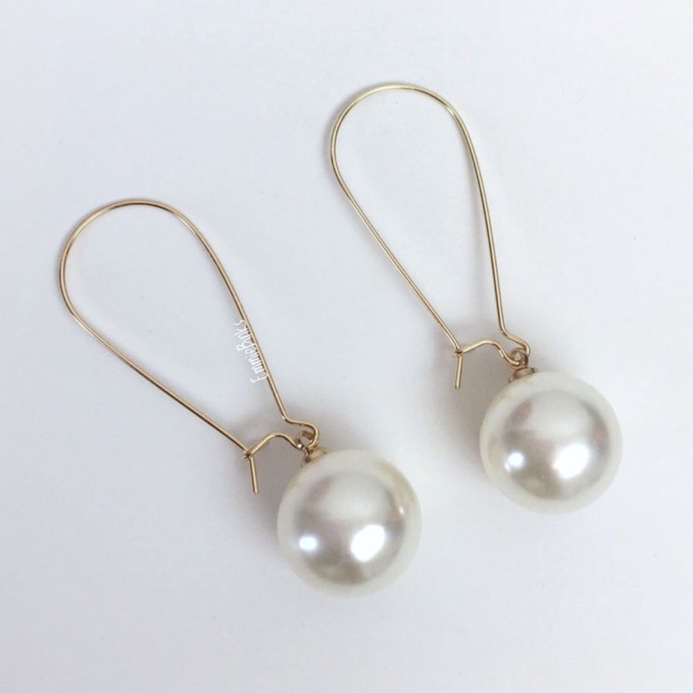 New Threader Style Pearl Drop Dangle Earrings - Kidney Wire Dangle - Picture 2 of 16